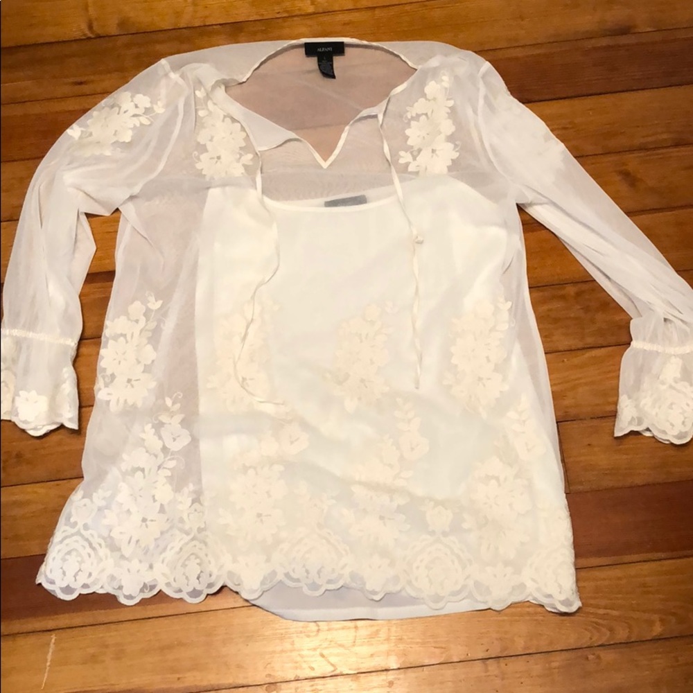 Beautiful White Overlay Top